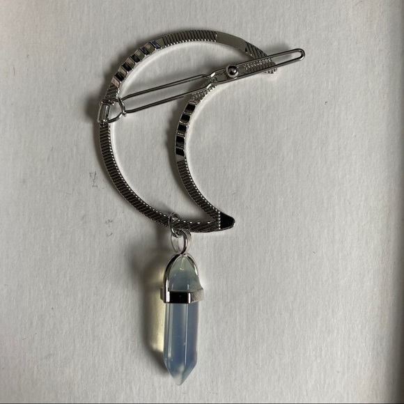 Boho Moon Dangle Opal Hair Clip - Picture 4 of 7